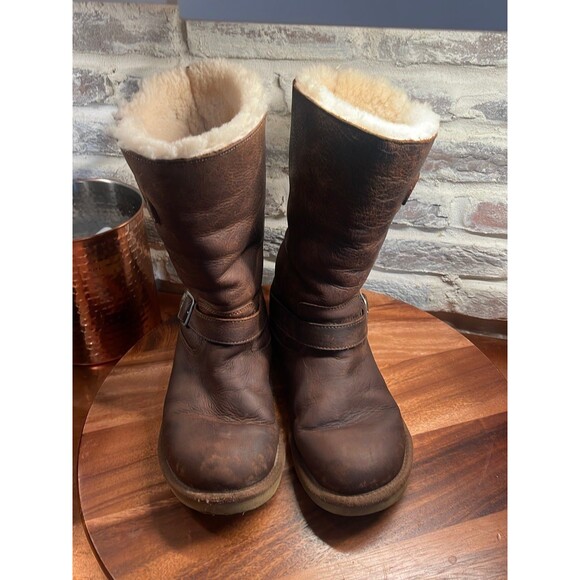 UGG Australia Brown Leather Boots size 40 - Picture 2 of 6